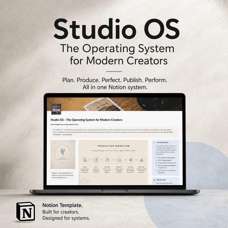 Studio OS creator workspace in Notion