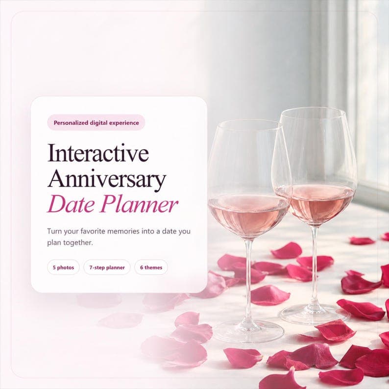 Interactive anniversary date planner webpage